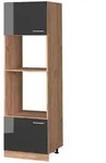 Vicco Mikrowellenschrank, Schwarz Hochglanz, Honigeiche, Holzwerkstoff, 4...