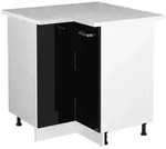 Vicco Eckunterschrank, Schwarz Hochglanz, Wei&szlig;, Holzwerkstoff, 1 F&auml;cher,