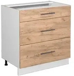 Vicco K&uuml;chenunterschrank, Honigeiche, Wei&szlig;, Holzwerkstoff, 3 F&auml;cher, 3...