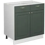 Vicco K&uuml;chenunterschrank, Gr&uuml;n, Wei&szlig;, Holzwerkstoff, 3 F&auml;cher, 2 Schubladen,