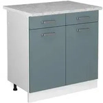 Vicco K&uuml;chenunterschrank, Blaugrau, Wei&szlig;, Holzwerkstoff, 1 F&auml;cher, 2...
