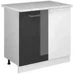 Vicco Eckunterschrank, Schwarz Hochglanz, Wei&szlig;, Holzwerkstoff, 1 F&auml;cher,