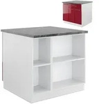 Vicco K&uuml;cheninsel, Bordeaux, Wei&szlig;, Holzwerkstoff, Rechteckig, 90x82x60 cm,...