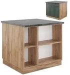Vicco K&uuml;cheninsel, Gr&uuml;n, Honigeiche, Holzwerkstoff, Rechteckig, 90x82x60 cm,