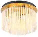 Globo Deckenleuchte Gorley, Klar, Schwarz, Gold, Metall, Glas, rund,rund, 32x23x32