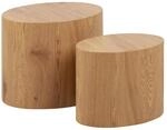 Beistelltischset, Eiche, Holzwerkstoff, 2-teilig, oval, rund, Sockel, 48x40x33 cm,