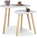 Relaxdays Satztisch, Mehrfarbig, Holz, Holzwerkstoff, 60x48x60 cm, Wohnzimmer,