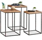 Relaxdays Beistelltisch, Mehrfarbig, Metall, Holz, 35.5x55.5x35.5 cm, Wohnzimmer,