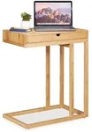 Relaxdays Beistelltisch, Hellbraun, Holz, 55x68x35 cm, Wohnzimmer, Wohnzimmertische,