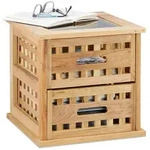 Relaxdays Beistelltisch, Hellbraun, Holz, Glas, 34x34x34 cm, Wohnzimmer,