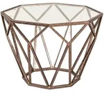 Beistelltisch, Bronze, Metall, Glas, achteckig, 55x38x55 cm, Wohnzimmer,
