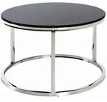 Beistelltisch, Schwarz, Edelstahl, Metall, Glas, rund, Flachrohr, 60x36x60 cm,