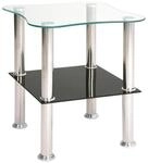 Carryhome Beistelltisch, Klar, Schwarz, Edelstahl, Metall, Glas, formgebogen,...