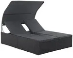 Juskys Doppel-Sonnenliege, Schwarz, Metall, 160x156x200 cm, Gartenm&ouml;bel,