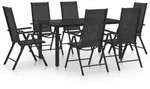 vidaXL Garten-Essgruppe, Schwarz, Metall, 7-teilig, Rechteckig,rechteckig,