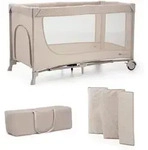 Kinderkraft Reisebett Joy 2, Beige, 60x120 cm, zusammenklappbar, Ausstieg,