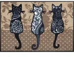 wash+dry FU&szlig;MATTE Katzenbande, Braun, Textil, Katze, rechteckig, 50x75 cm, Textiles