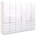 Venda Faltt&uuml;renschrank Loft, Wei&szlig;, Glas, Holzwerkstoff, 6 F&auml;cher, 8 Schublade(n)