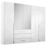 home24 Dreht&uuml;renschrank, Wei&szlig;, Wei&szlig; Hochglanz, Glas, Holzwerkstoff, 8 F&auml;cher, 3
