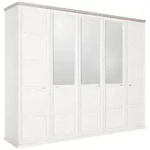 Hom`in Dreht&uuml;renschrank, Grau, Wei&szlig;, Glas, Holzwerkstoff, 6 F&auml;cher, 255x209x60 cm,