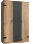 Carryhome Kleiderschrank, Graphit, Plankeneiche, Holzwerkstoff, 4 F&auml;cher, 2