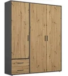Rauch M&ouml;bel Dreht&uuml;renschrank Voyager 0380, Grau, Eiche Artisan, Holzwerkstoff, 3