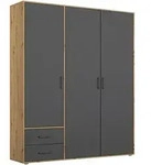 Rauch M&ouml;bel Dreht&uuml;renschrank, Grau, Eiche Artisan, Holzwerkstoff, 3 F&auml;cher, 2