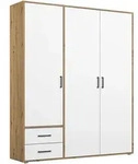 Rauch M&ouml;bel Dreht&uuml;renschrank, Wei&szlig;, Eiche Artisan, Holzwerkstoff, 3 F&auml;cher, 2