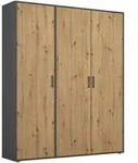 Rauch M&ouml;bel Dreht&uuml;renschrank, Grau, Eiche Artisan, Holzwerkstoff, 4 F&auml;cher,
