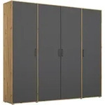 Rauch M&ouml;bel Dreht&uuml;renschrank, Grau, Eiche Artisan, Holzwerkstoff, 7 F&auml;cher,