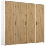 Rauch M&ouml;bel Dreht&uuml;renschrank, Wei&szlig;, Eiche Artisan, Holzwerkstoff, 7 F&auml;cher,