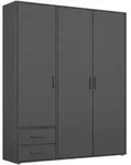 Rauch M&ouml;bel Dreht&uuml;renschrank, Grau, Holzwerkstoff, 3 F&auml;cher, 2 Schublade(n)