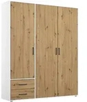 Rauch M&ouml;bel Dreht&uuml;renschrank, Wei&szlig;, Eiche Artisan, Holzwerkstoff, 3 F&auml;cher, 2