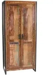 Mid.you Garderobenschrank, Mehrfarbig, Schwarz, Holz, Metall, Altholz, massiv, 3
