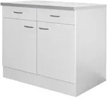 FlexWell K&uuml;chenunterschrank, Wei&szlig;, Holzwerkstoff, 1 F&auml;cher, 2 Schublade(n)