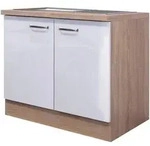FlexWell Sp&uuml;lenunterschrank, Sonoma Eiche, Wei&szlig; Hochglanz, Holzwerkstoff, 86x100