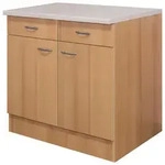 FlexWell K&uuml;chenunterschrank, Buche, Holzwerkstoff, 1 F&auml;cher, 2 Schublade(n)