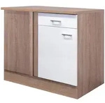 FlexWell Eckunterschrank, Wei&szlig;, Sonoma Eiche, Holzwerkstoff, 1 F&auml;cher, 1