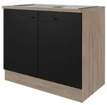 FlexWell Sp&uuml;lenunterschrank, Schwarz, Eiche, Holzwerkstoff, 100x85x57 cm, Made in