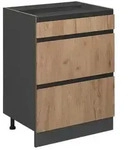 Vicco K&uuml;chenunterschrank, Honigeiche, Anthrazit, Holzwerkstoff, 3 F&auml;cher, 3