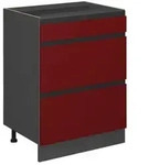 Vicco K&uuml;chenunterschrank, Rot, Anthrazit, Holzwerkstoff, 3 F&auml;cher, 3...