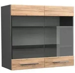 Vicco K&uuml;chenglasschrank, Honigeiche, Anthrazit, Holzwerkstoff, 2 F&auml;cher,