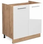 Vicco Sp&uuml;lenunterschrank, Wei&szlig; Hochglanz, Honigeiche, Holzwerkstoff, 1...