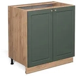 Vicco K&uuml;chenunterschrank, Gr&uuml;n, Honigeiche, Holzwerkstoff, 2 F&auml;cher,...