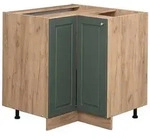 Vicco Eckunterschrank, Gr&uuml;n, Honigeiche, Holzwerkstoff, 1 F&auml;cher, Formgebogen,