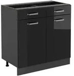 Vicco K&uuml;chenunterschrank, Schwarz Hochglanz, Anthrazit, Holzwerkstoff, 1...
