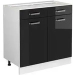 Vicco K&uuml;chenunterschrank, Schwarz Hochglanz, Wei&szlig;, Holzwerkstoff, 1 F&auml;cher, 2