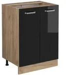 Vicco K&uuml;chenunterschrank, Schwarz Hochglanz, Honigeiche, Holzwerkstoff, 1...