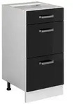 Vicco K&uuml;chenunterschrank, Schwarz Hochglanz, Wei&szlig;, Holzwerkstoff, 3 F&auml;cher, 3