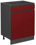 Vicco K&uuml;chenunterschrank, Rot, Anthrazit, Holzwerkstoff, 1 F&auml;cher, 1...
